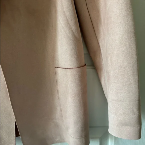Joan Vass Faux Suede Mauve Jacket, S, Open Front w/ Pockets, NWOT - Picture 4 of 5